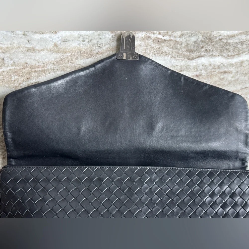 Bottega Veneta Briefcase Intrecciato Envelope Black Woven leather business bag